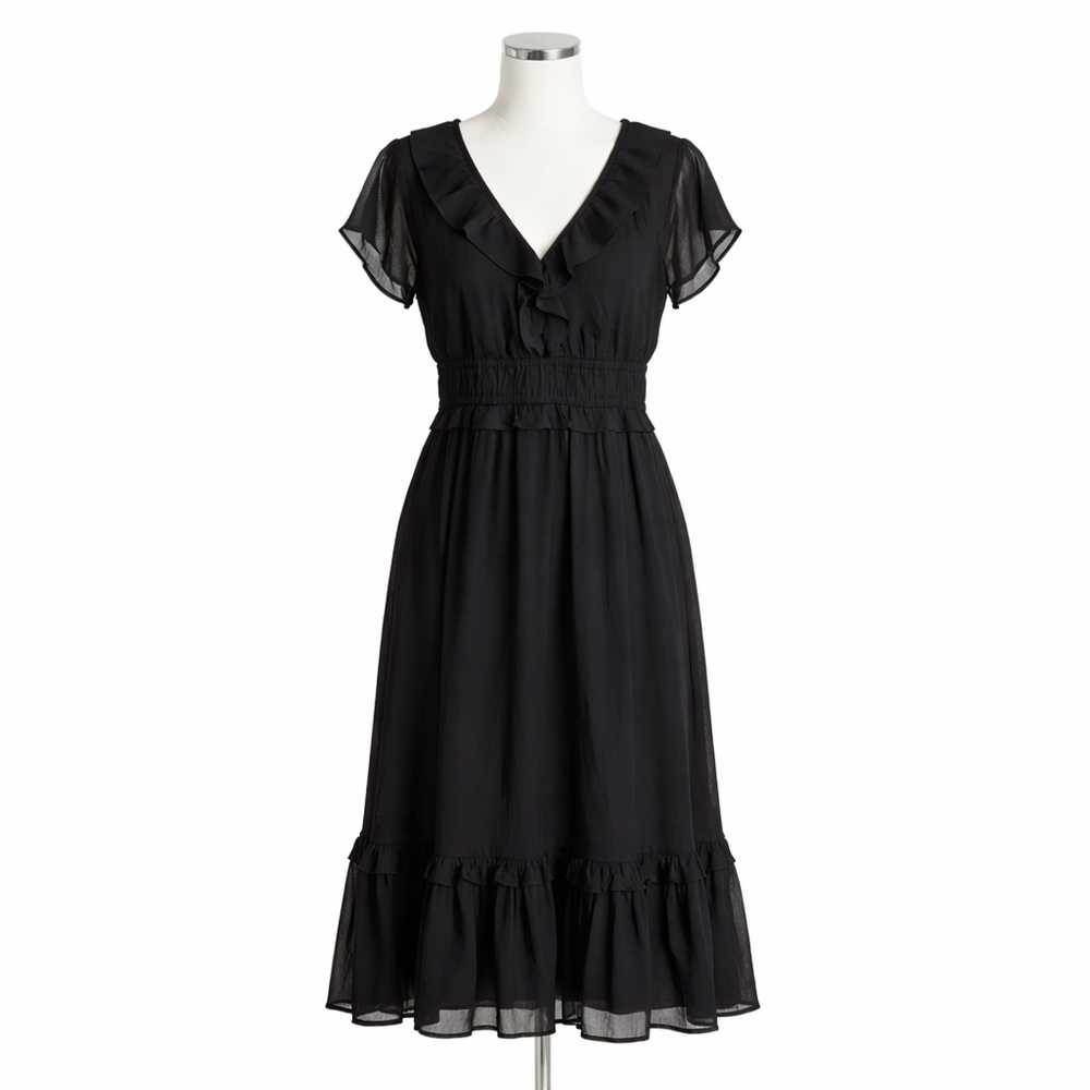 Old Navy XL Black Midi Dress Boho Ruffle Hem  Elastic Waist